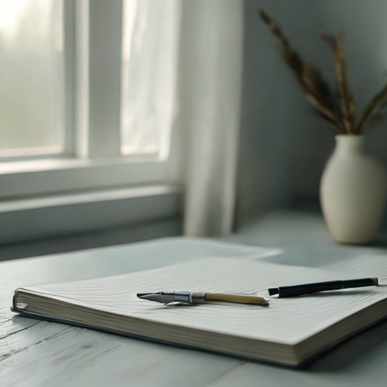 Notebook and pen on a calm workspace